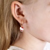 Серьги «Hello Kitty» из красного золота 585 пробы с эмалью