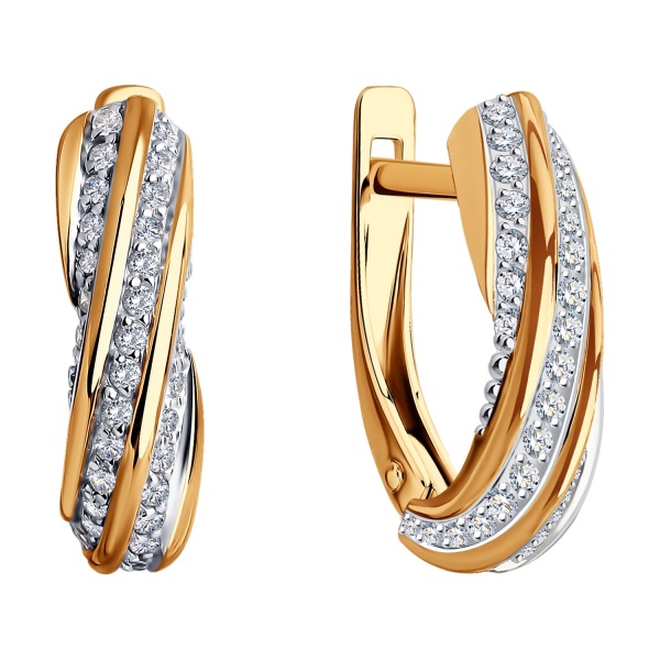 Серьги из красного золота с фианитами