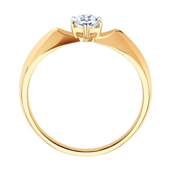 Кольцо из красного золота с фианитом