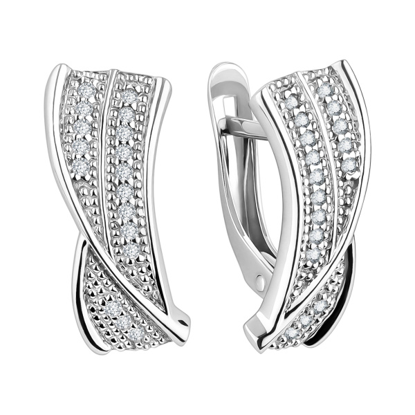 Серьги из серебра с фианитами