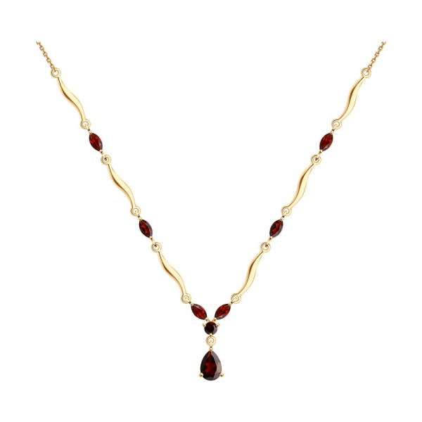 Колье из красного золота с гранатами