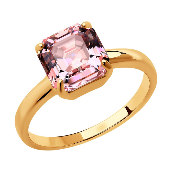 Кольцо из позолоченного серебра с кристаллом