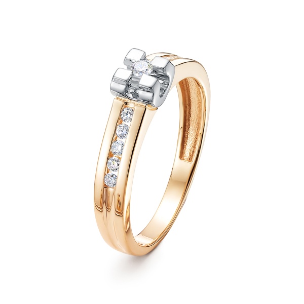 Кольцо из красного золота с бриллиантами