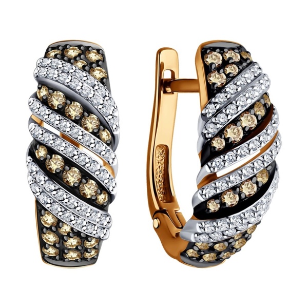 Серьги из красного золота с бриллиантами