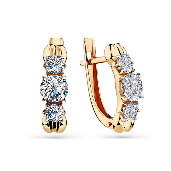 Серьги из красного золота с фианитами