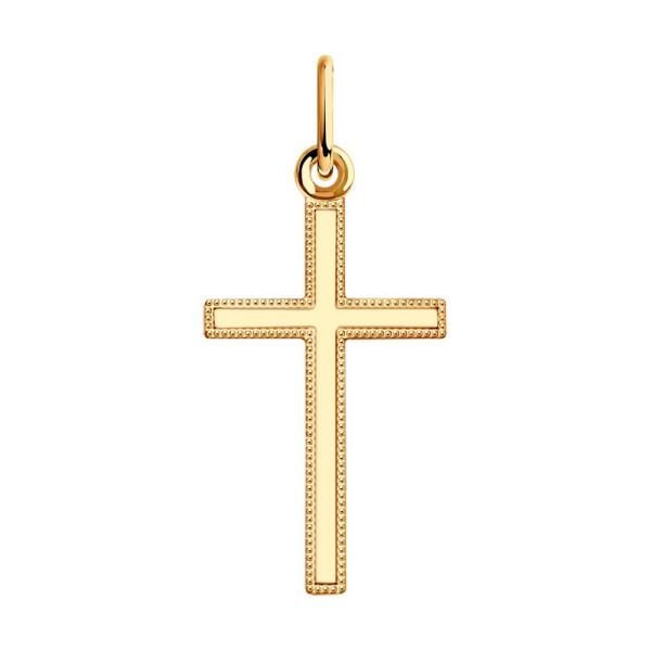 Декоративный крестик из красного золота