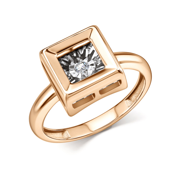 Кольцо из красного золота с танцующим бриллиантом