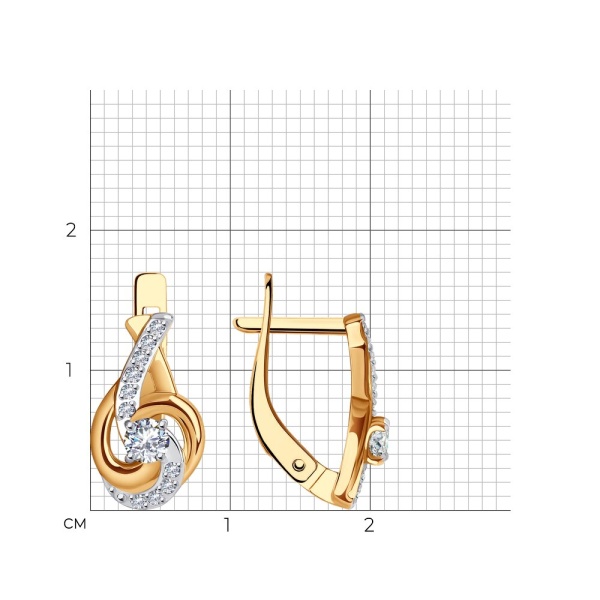 Серьги из красного золота с фианитами