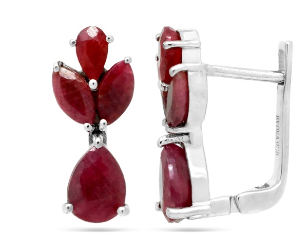 Серьги из серебра с корундами