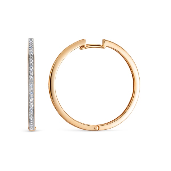 Серьги конго из красного золота с бриллиантами