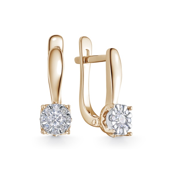 Серьги из красного золота с бриллиантами