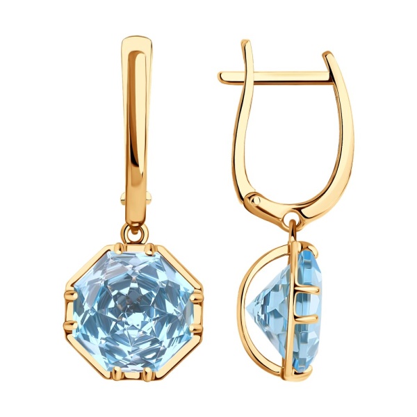 Серьги из красного золота с топазами