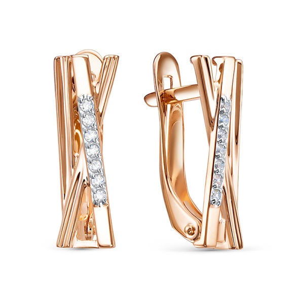 Серьги из красного золота с фианитами