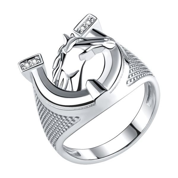 Печатка из серебра с фианитами