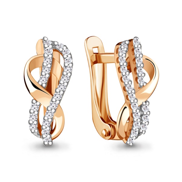 Серьги из красного золота с фианитами