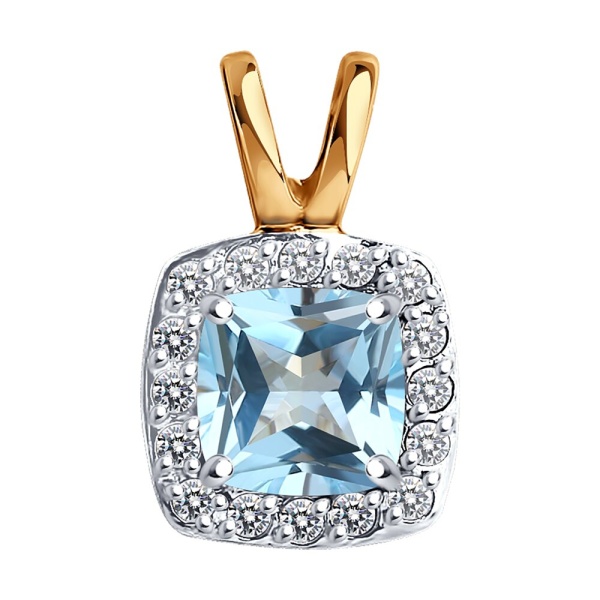 Подвеска из красного золота с топазом и фианитами