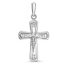 Крестик христианский из белого золота с бриллиантами