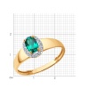 Кольцо из красного золота с гидротермальным изумрудом и фианитами
