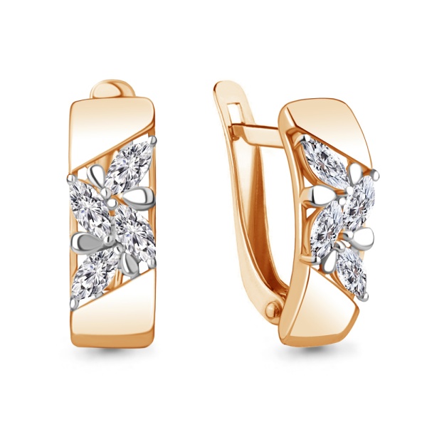 Серьги из красного золота с фианитами