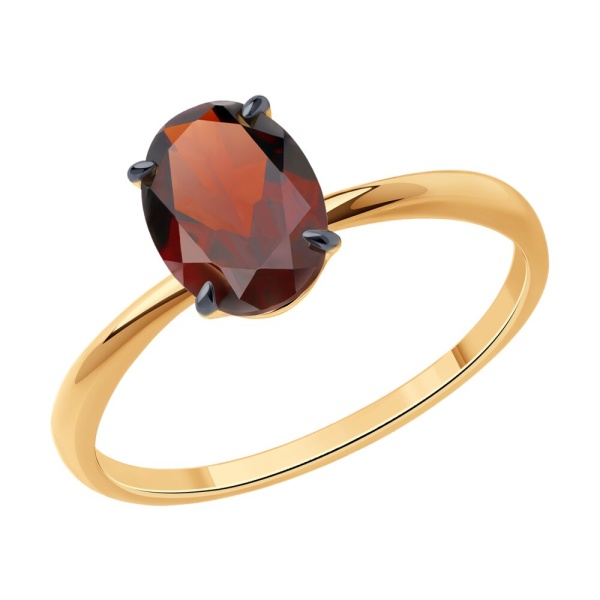 Кольцо из красного золота с гранатом