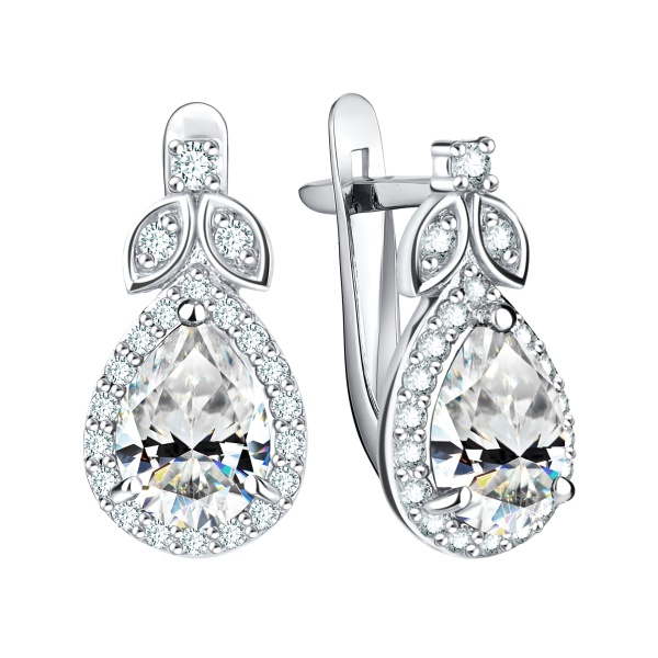 Серьги из серебра с фианитами