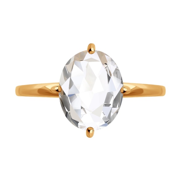 Кольцо из красного золота с горным хрусталём