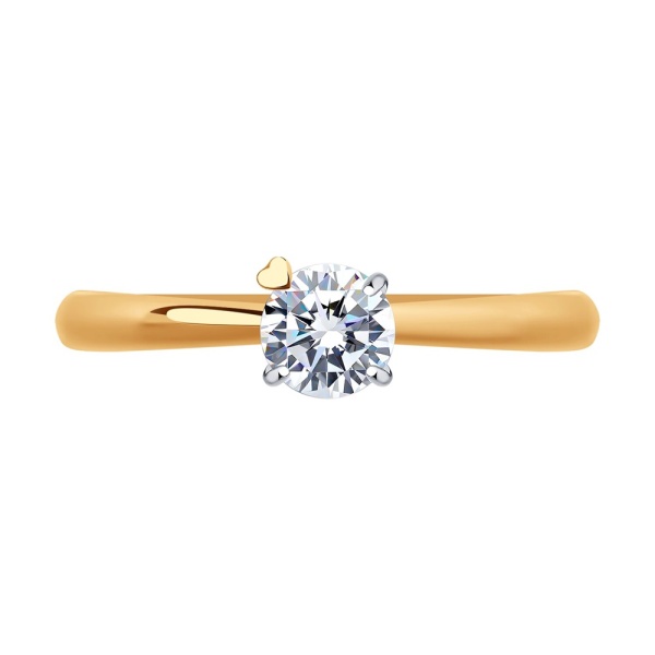 Кольцо из красного золота с фианитом