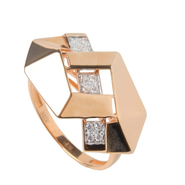 Кольцо из красного золота с фианитами