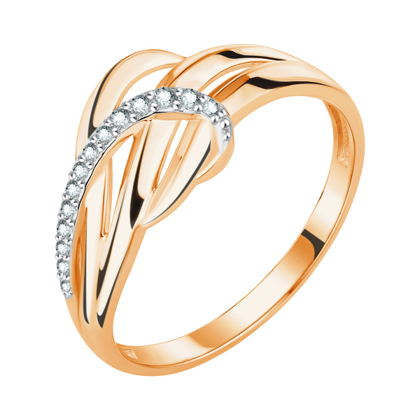 Кольцо из красного золота с фианитами