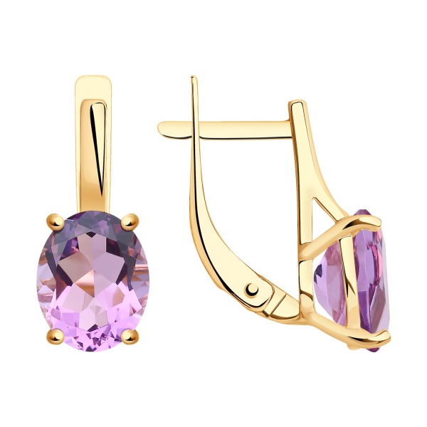Серьги из красного золота с аметистами