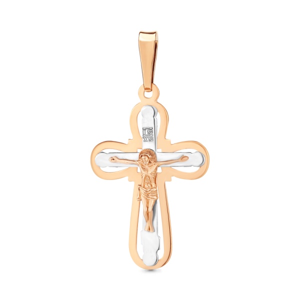 Крестик православный из комбинированного золота