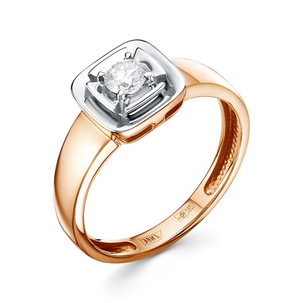 Кольцо из красного золота с бриллиантом