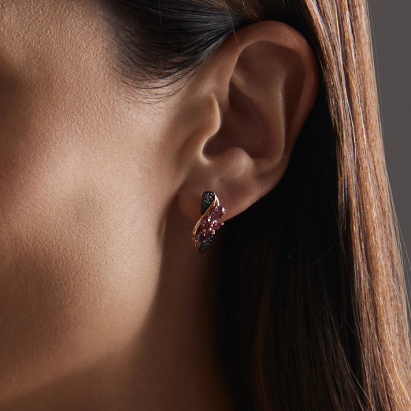 Серьги из красного золота с миксом камней