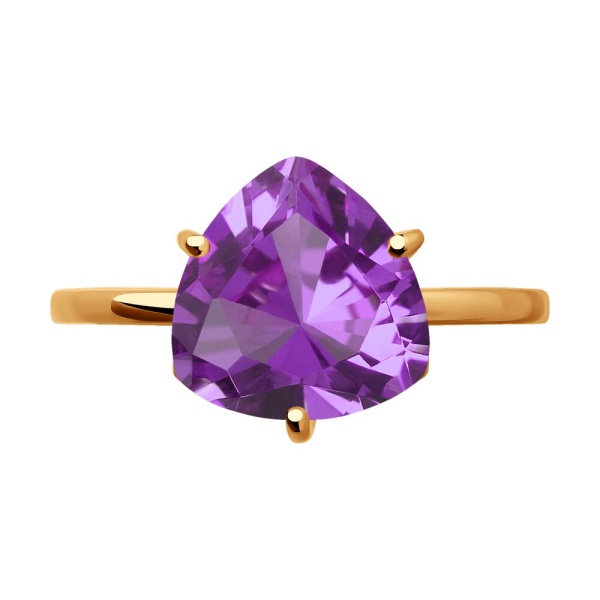 Кольцо из красного золота с аметистом