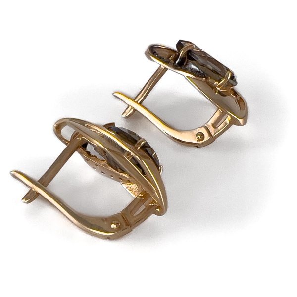 Серьги из золота с раухтопазом и фианитами