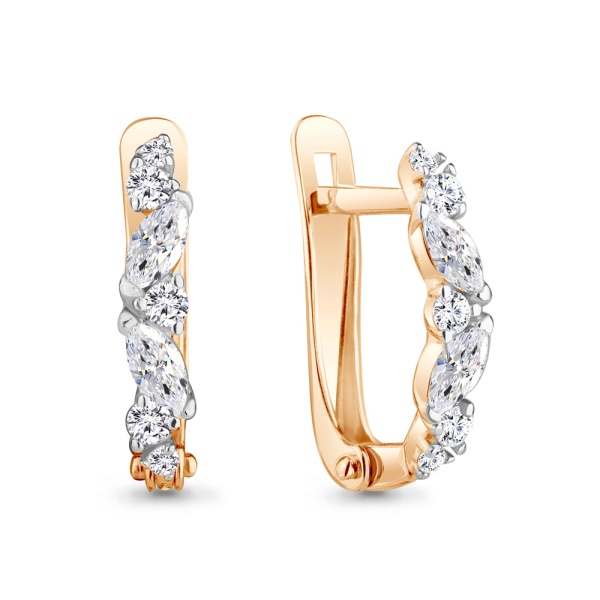 Серьги из красного золота с фианитами