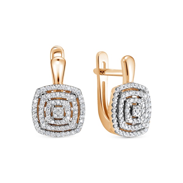 Серьги из красного золота с бриллиантами