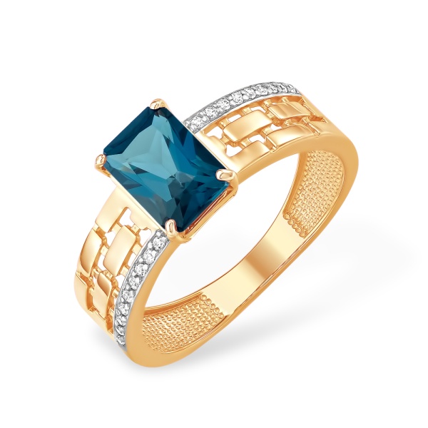 Кольцо из красного золота с топазом и фианитами