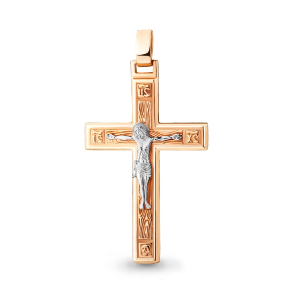 Крестик православный из красного золота