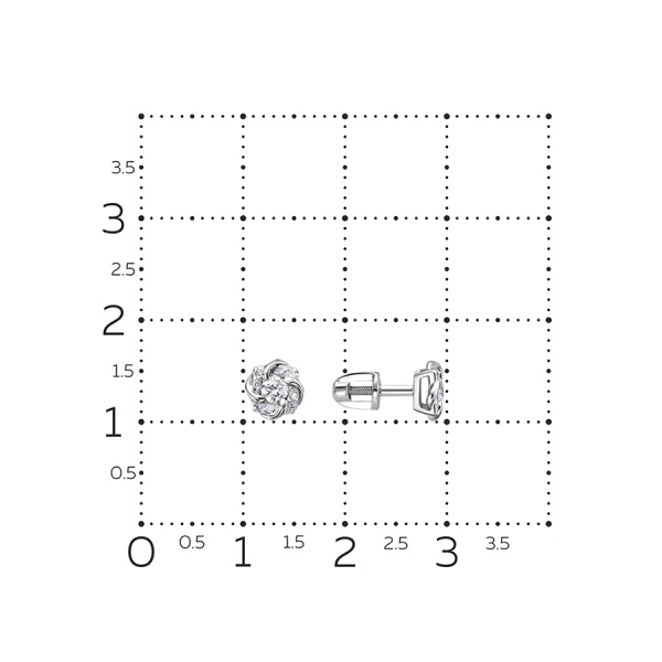 Серьги пусеты из белого золота с бриллиантами