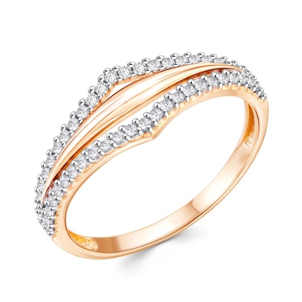 Кольцо из красного золота с фианитами