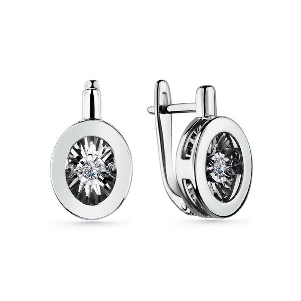 Серьги из белого золота с танцующим бриллиантом