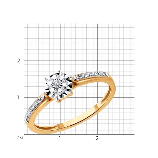 Кольцо из красного золота с бриллиантами