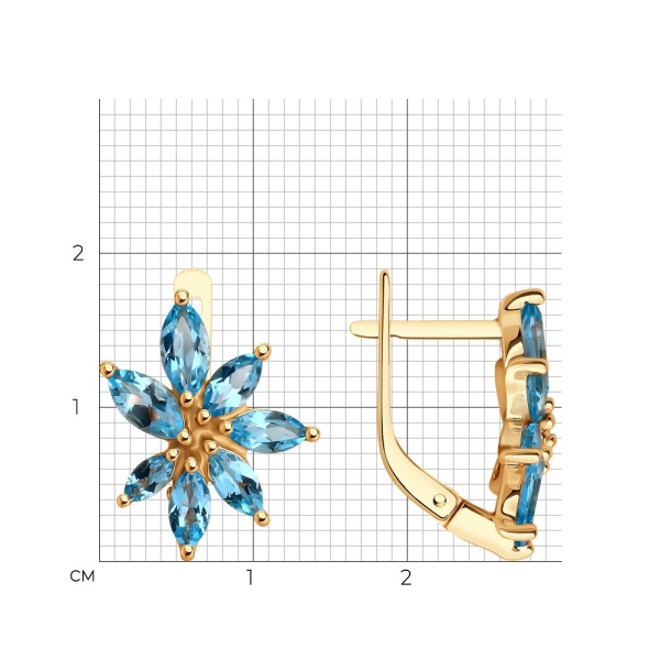 Серьги из красного золота с топазами