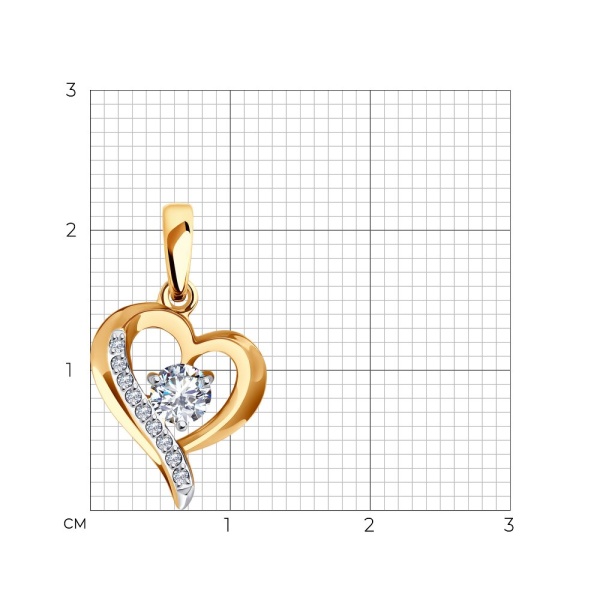 Подвеска из красного золота с фианитами