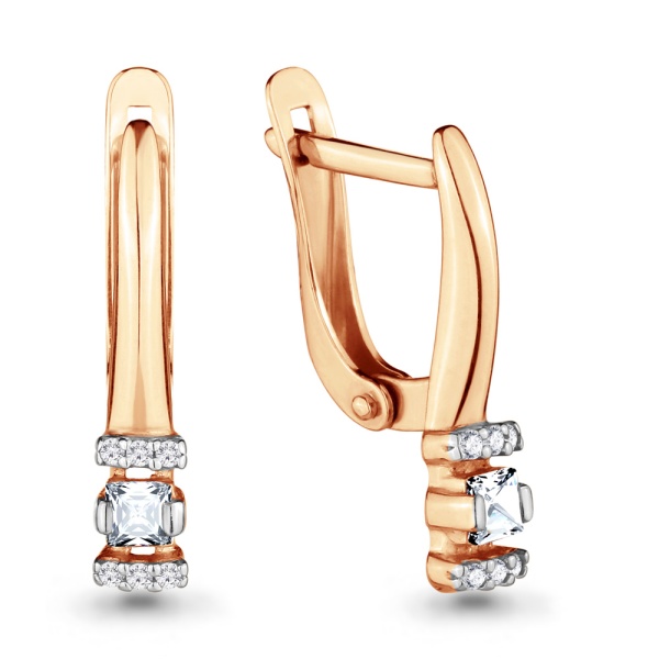 Серьги из красного золота с фианитами