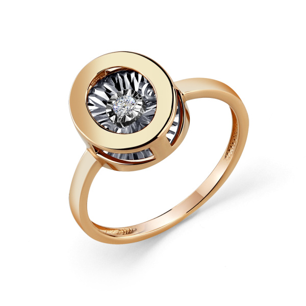 Кольцо из красного золота с танцующим бриллиантом