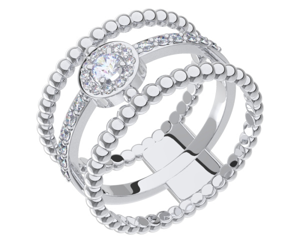 Кольцо из серебра с фианитами