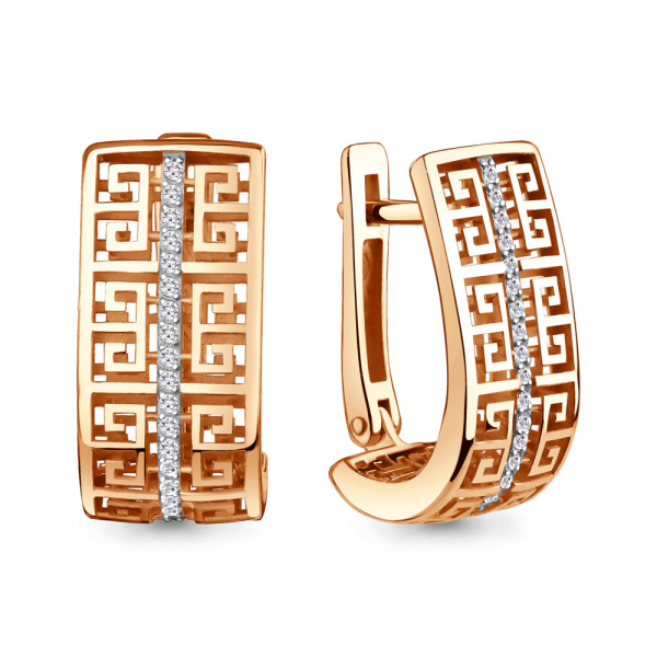 Серьги из красного золота с фианитами