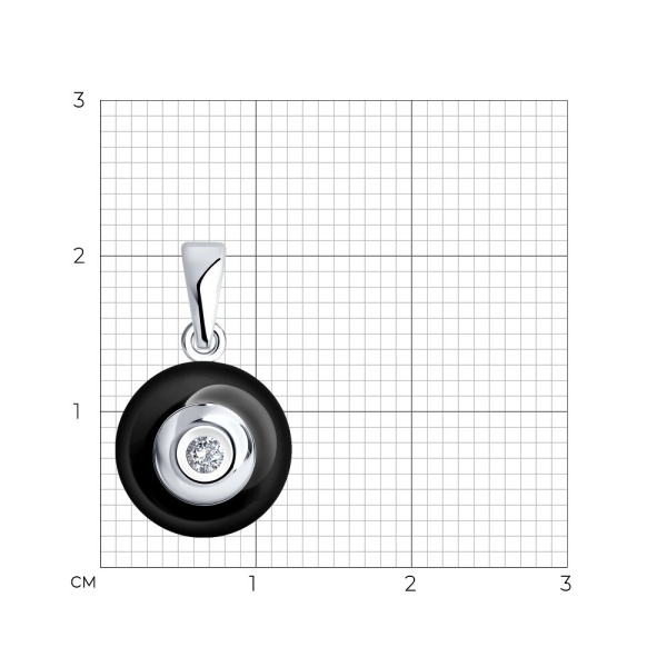 Подвеска из белого золота с бриллиантом и керамикой